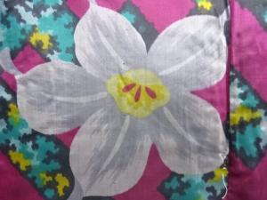 アンティーク　花模様織り出し銘仙着物